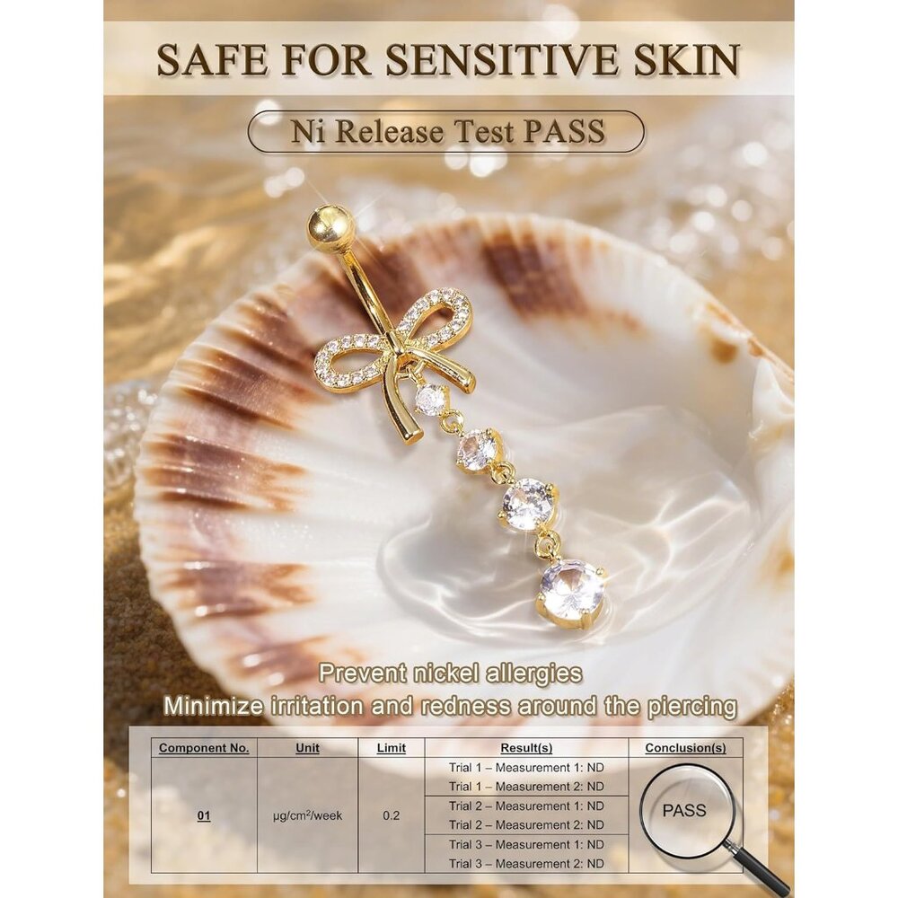 8 Pcs Belly Button Ring Dangle Hypoallergenic Sur… - image 5